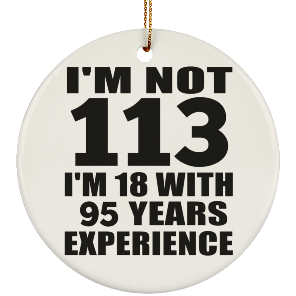 113th Birthday I'm Not 113 I'm 18 With 95 Years Experience - Circle Ornament