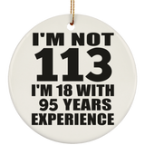 113th Birthday I'm Not 113 I'm 18 With 95 Years Experience - Circle Ornament