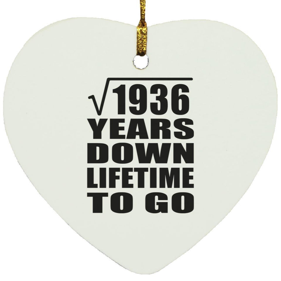 44th Anniversary Square Root of 1936 Years Lifetime To Go - Heart Ornament