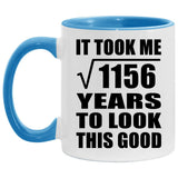 34th Birthday Took Square Root of 1156 Years To Look Good - 11oz Accent Mug Blue