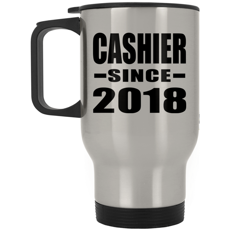 Cashier Since 2018 - Silver Travel Mug