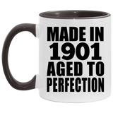 123rd Birthday Made In 1901 Aged To Perfection - 11oz Accent Mug Black