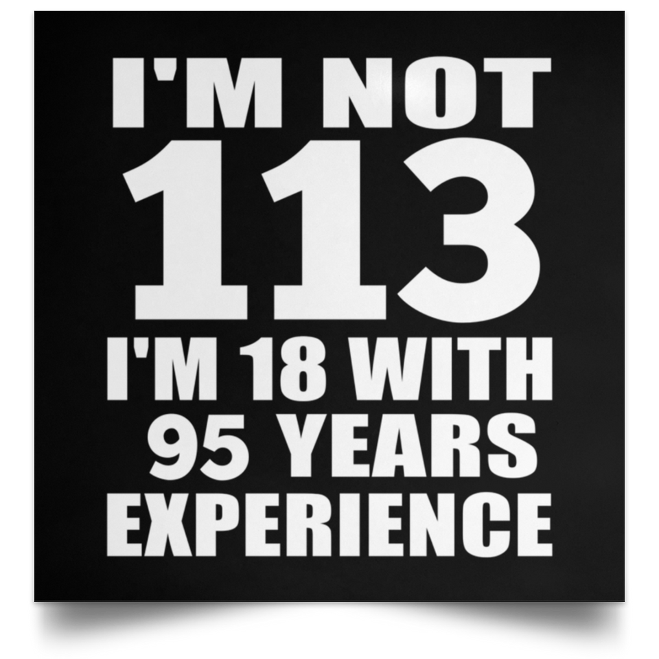 113th Birthday I'm Not 113 I'm 18 With 95 Years Experience - Poster Square