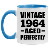 60th Birthday Vintage 1964 Aged Perfectly - 11oz Accent Mug Blue