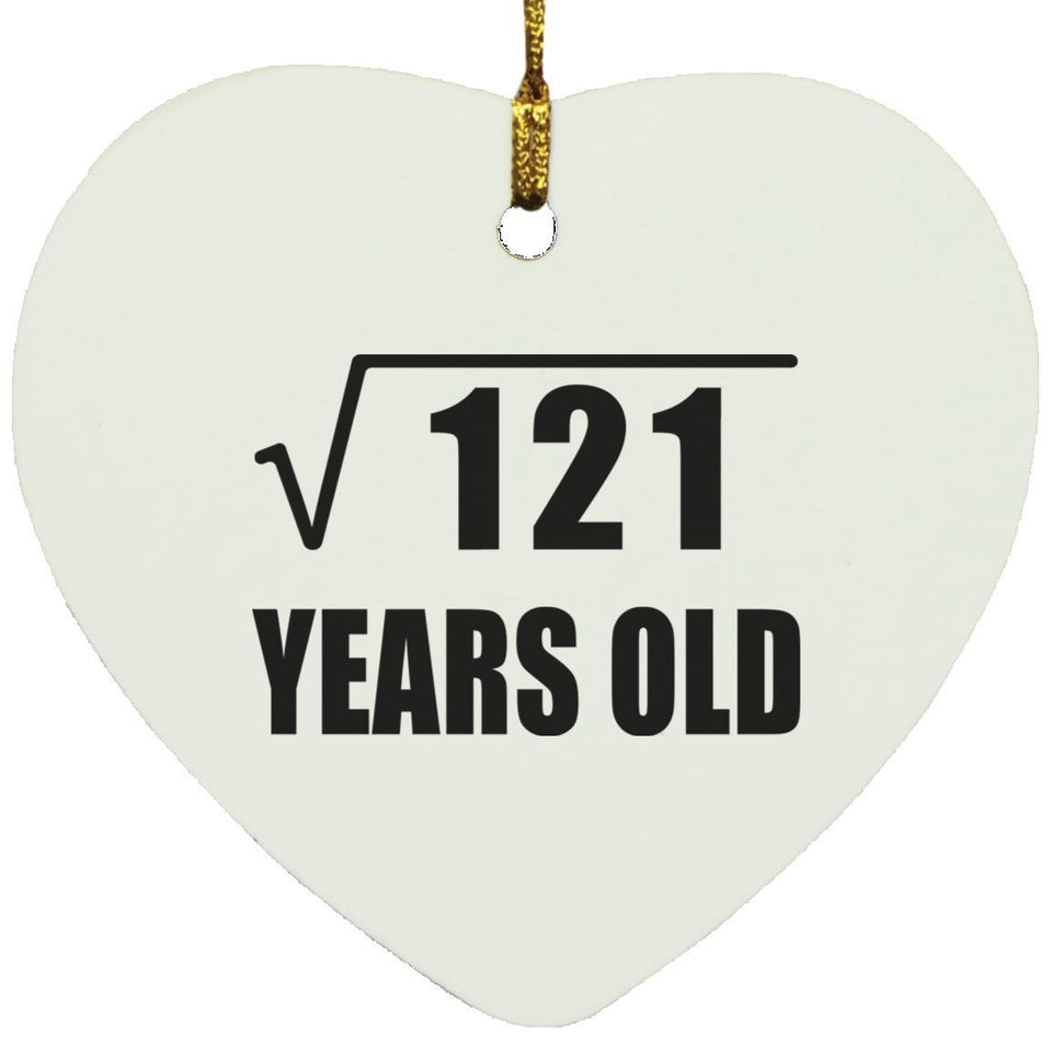 11th Birthday Square Root of 121 Years Old - Heart Ornament