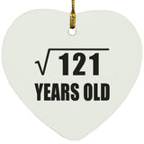 11th Birthday Square Root of 121 Years Old - Heart Ornament