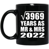 63rd Anniversary Square Root of 3969 Years As Mr & Mrs 2022 - 11oz Coffee Mug Black