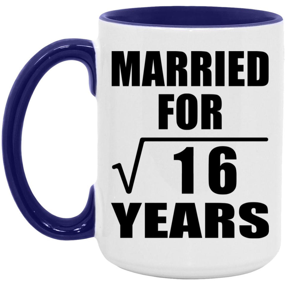 4th Anniversary Married For Square Root of 16 Years - 15oz Accent Mug Purple