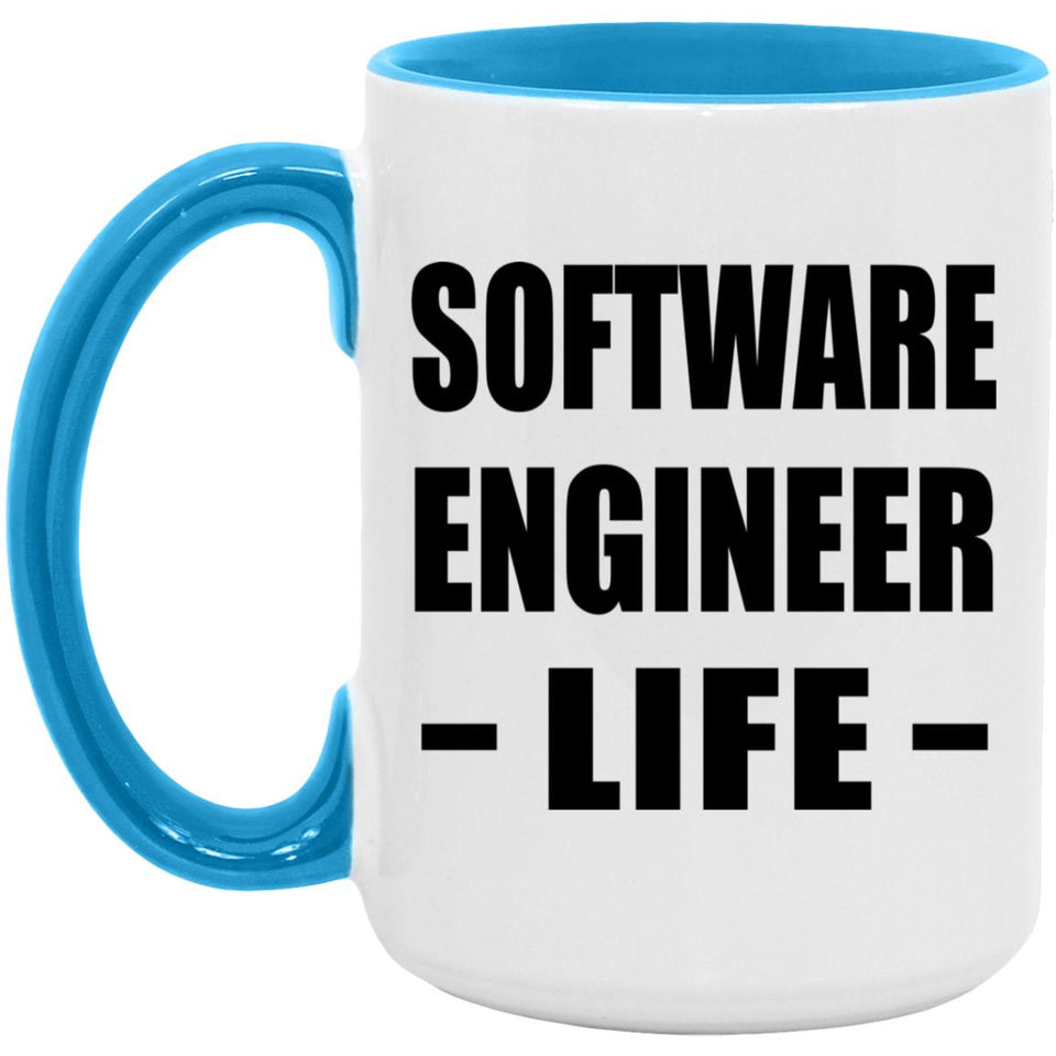 Software Engineer Life - 15oz Accent Mug Blue