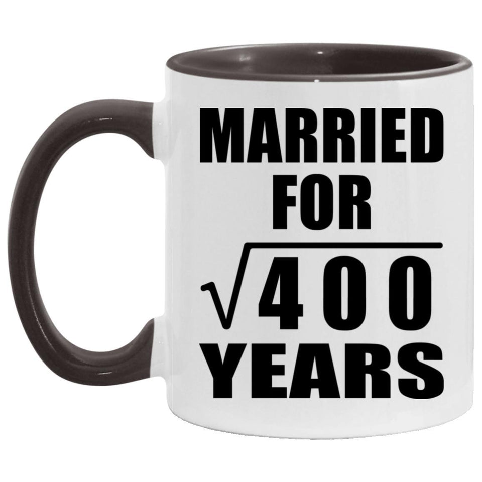 20th Anniversary Married For Square Root of 400 Years - 11oz Accent Mug Black