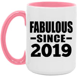5th Birthday Fabulous Since 2019 - 15oz Accent Mug Pink