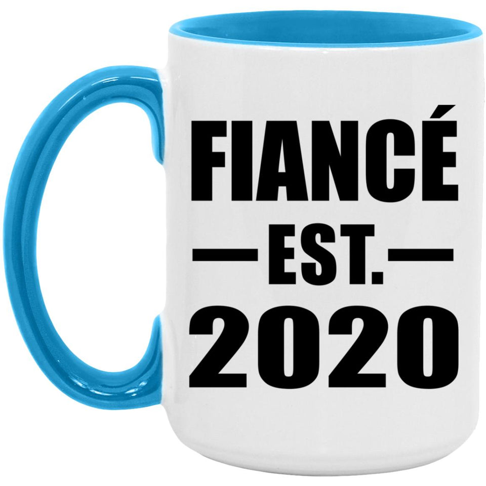Fiance Established EST. 2020 - 15oz Accent Mug Blue