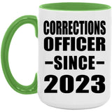 Corrections Officer Since 2023 - 15oz Accent Mug Green