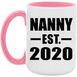 Nanny Established EST. 2020 - 15oz Accent Mug Pink
