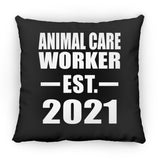 Animal Care Worker Established EST. 2021 - Throw Pillow Black