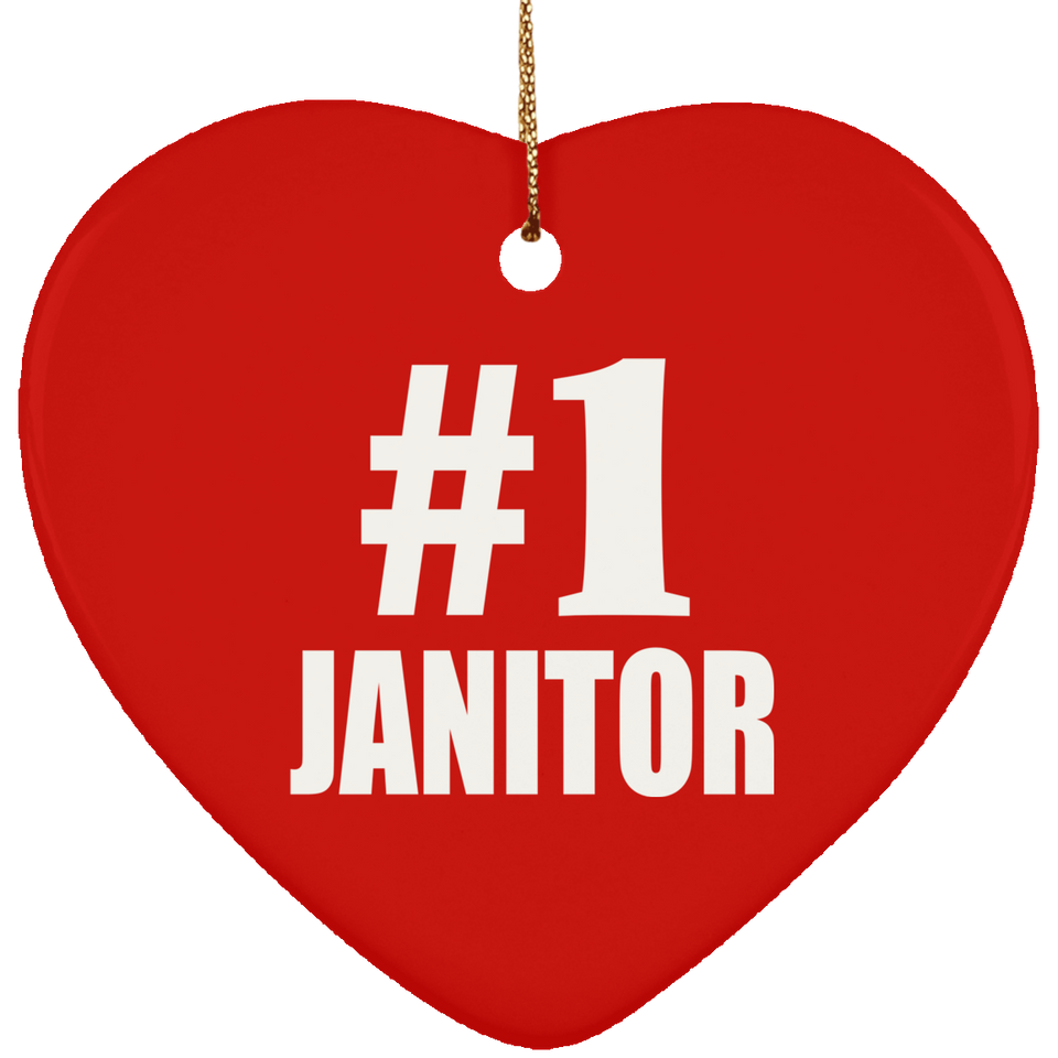 Number One #1 Janitor - Heart Ornament