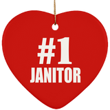 Number One #1 Janitor - Heart Ornament