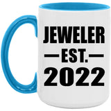Jeweler Established EST. 2022 - 15oz Accent Mug Blue