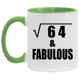 8th Birthday Square Root of 64 & Fabulous - 11oz Accent Mug Green