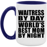 Waitress By Day World's Best Mom By Night - 15oz Accent Mug Purple