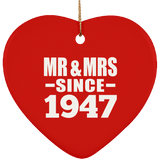 77th Anniversary Mr & Mrs Since 1947 - Heart Ornament