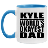 Kyle World's Okayest Dad - 11oz Accent Mug Blue
