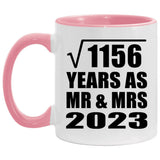 34th Anniversary Square Root of 1156 Years As Mr & Mrs 2023 - 11oz Accent Mug Pink