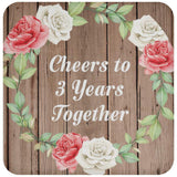 3rd Anniversary Cheers To 3 Years Together - Drink Coaster B