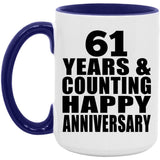 Happy 61st Anniversary 61 Years & Counting - 15oz Accent Mug Purple
