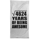 68th Birthday Square Root of 4624 Years of Being Awesome - Hand Towel