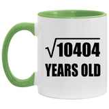102nd Birthday Square Root of 10404 Years Old - 11oz Accent Mug Green
