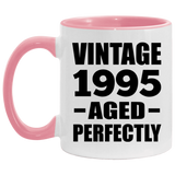29th Birthday Vintage 1995 Aged Perfectly - 11oz Accent Mug Pink