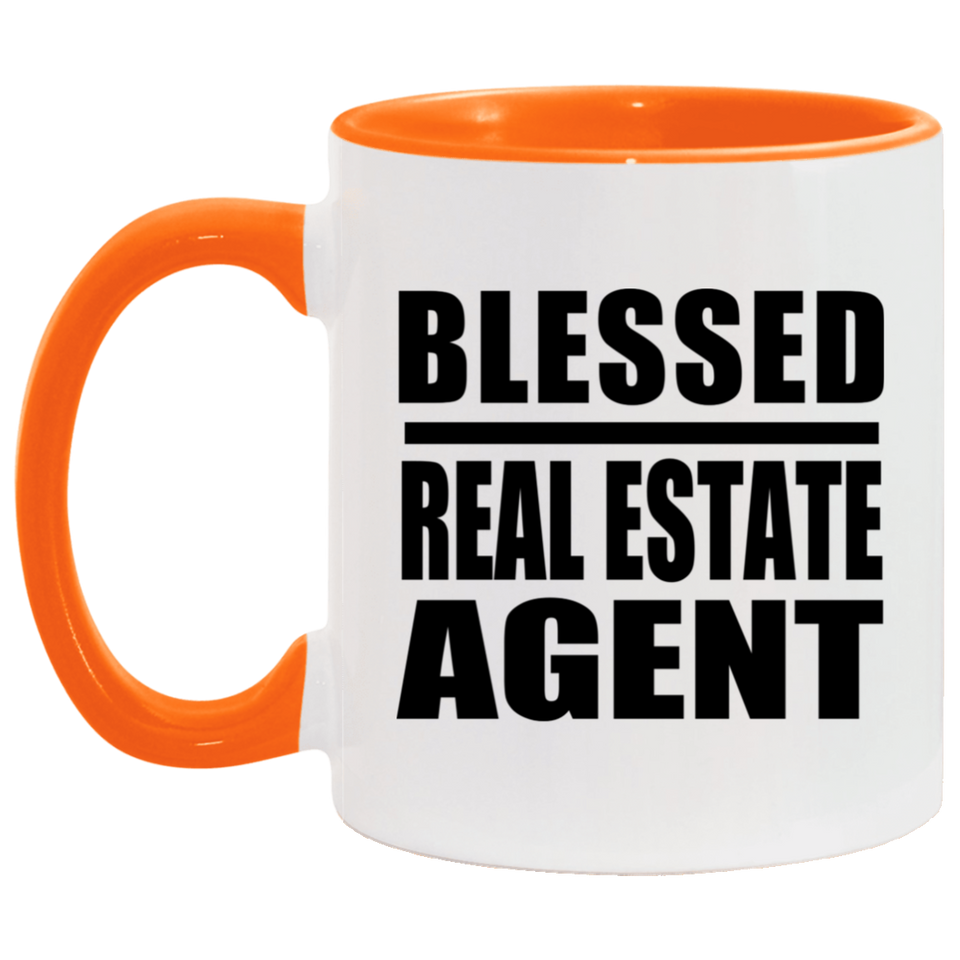 Blessed Real Estate Agent - 11oz Accent Mug Orange