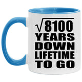 90th Anniversary Square Root of 8100 Years Lifetime To Go - 11oz Accent Mug Blue