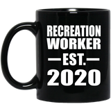 Recreation Worker Established EST. 2020 - 11oz Coffee Mug Black