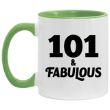 101st Birthday 101 & Fabulous - 11oz Accent Mug Green