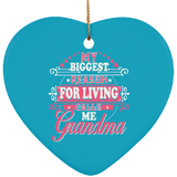 My Biggest Reason For Living Calls Me Grandma - Heart Ornament