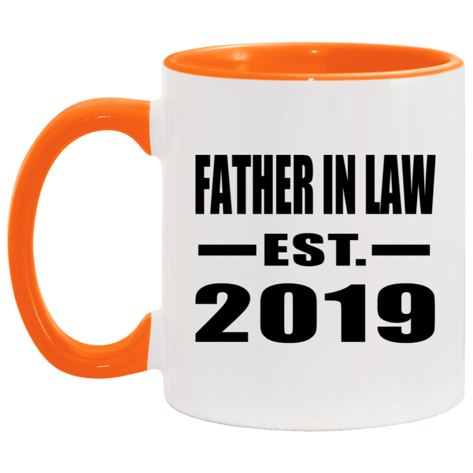 Father In Law Established EST. 2019 - 11oz Accent Mug Orange
