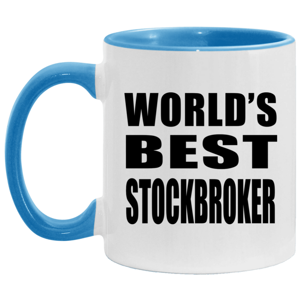 World's Best Stockbroker - 11oz Accent Mug Blue