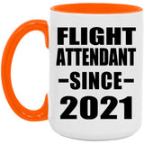 Flight Attendant Since 2021 - 15oz Accent Mug Orange