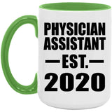 Physician Assistant Established EST. 2020 - 15oz Accent Mug Green