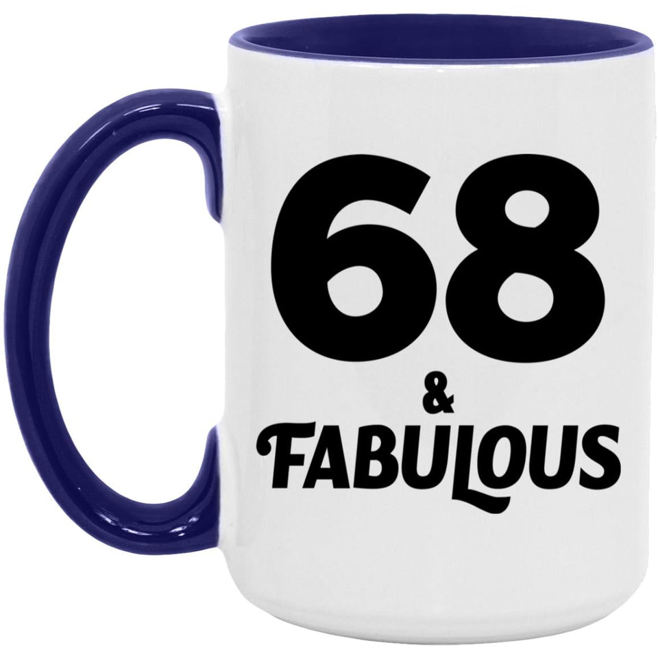 68th Birthday 68 & Fabulous - 15oz Accent Mug Purple