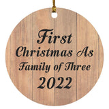 First Christmas As Family Of Three 2022 - Circle Ornament C