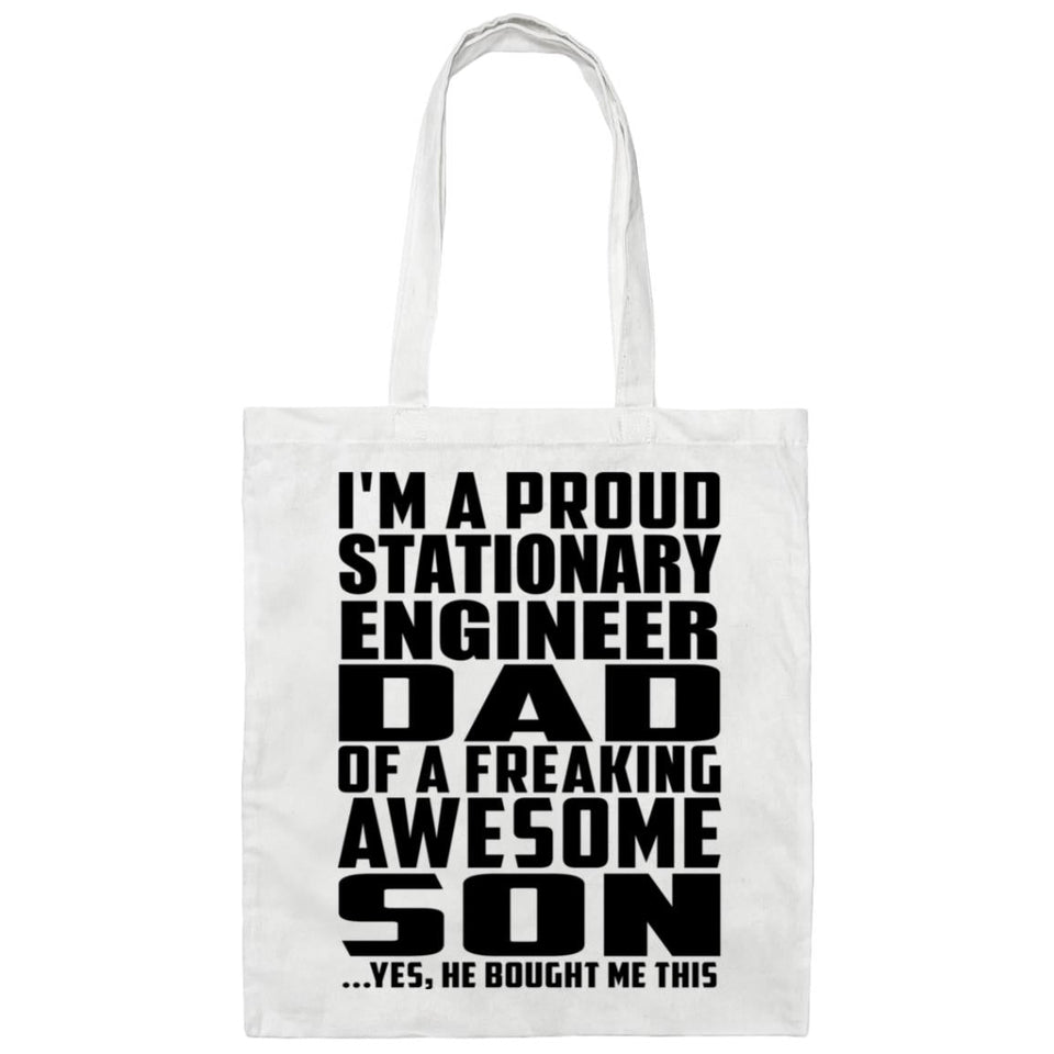 Proud Stationary Engineer Dad Of Awesome Son - Tote Bag White