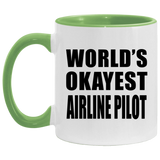 World's Okayest Airline Pilot - 11oz Accent Mug Green