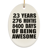 23rd Birthday 23 Years 276 Months 8400 Days Of Awesome - Oval Ornament