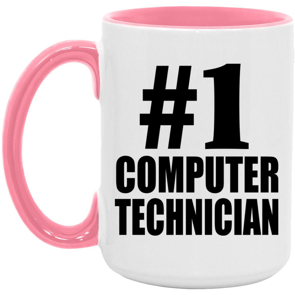 Number One #1 Computer Technician - 15oz Accent Mug Pink