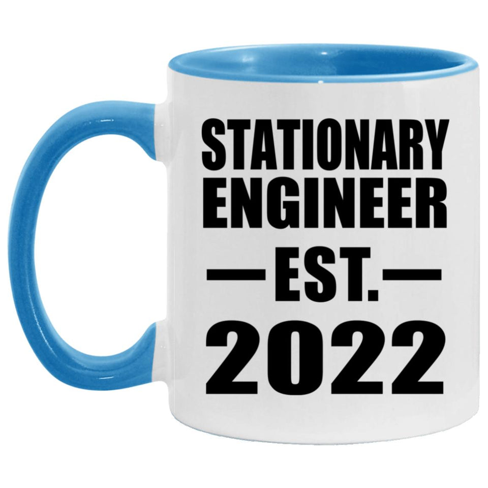 Stationary Engineer Established EST. 2022 - 11oz Accent Mug Blue