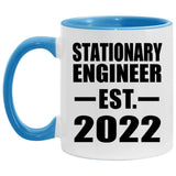 Stationary Engineer Established EST. 2022 - 11oz Accent Mug Blue