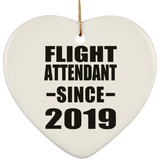 Flight Attendant Since 2019 - Heart Ornament